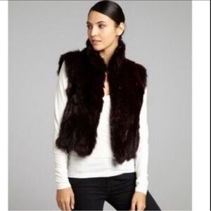 Adrienne Landau Brown Real Genuine Fox and Rabbit Fur Vest Size Medium